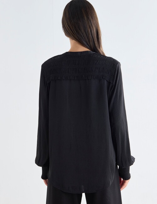 Whistle Hammered Satin Long Sleeve Blouse, Black product photo View 02 L
