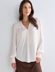 Whistle Hammered Satin Long Sleeve Blouse, Cream product photo View 04 S