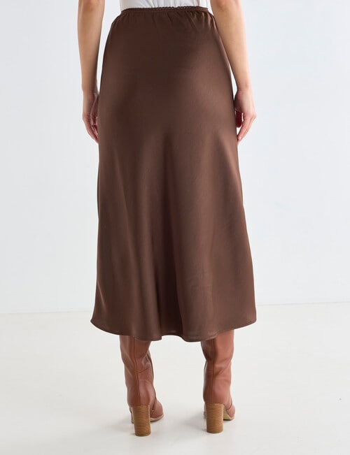 Whistle Bias Satin Skirt, Chocolate product photo View 02 L