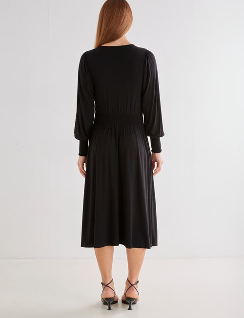 Oliver Black Long-Sleeve Mock Wrap Knit Dress, Black product photo View 02 L
