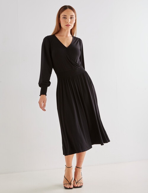 Oliver Black Long-Sleeve Mock Wrap Knit Dress, Black product photo View 03 L