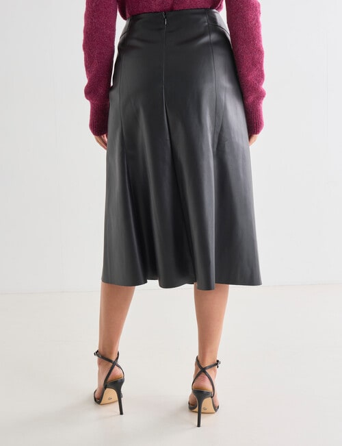 Whistle Faux Leather Panel Skirt, Black product photo View 02 L