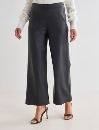 Whistle Faux Leather Culotte, Black product photo