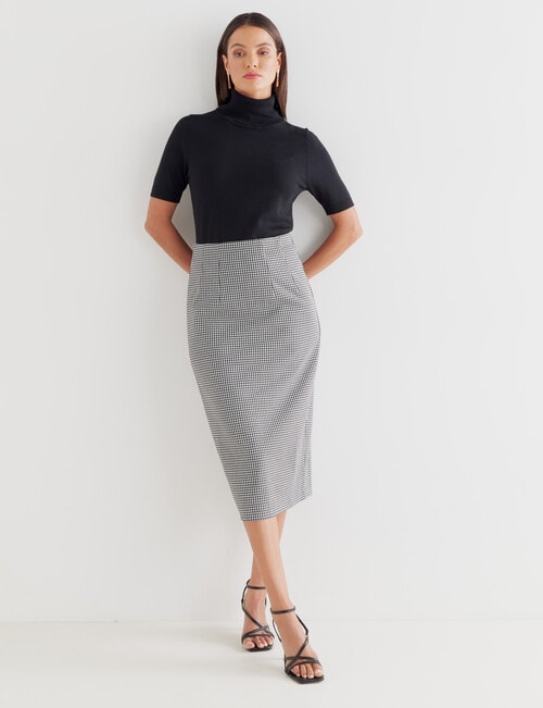 Oliver Black Houndstooth Pencil Skirt, Black & Grey product photo View 03 L