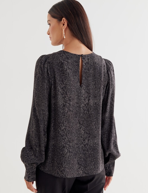 Oliver Black Long Sleeve Fashion Top, Charcoal Snake product photo View 02 L