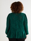 Studio Curve Jacquard Tiered Blouse, Emerald product photo View 02 S