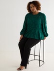 Studio Curve Jacquard Tiered Blouse, Emerald product photo View 03 S