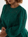 Studio Curve Jacquard Tiered Blouse, Emerald product photo View 04 S