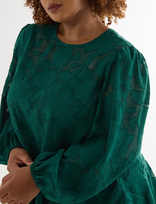 Studio Curve Jacquard Tiered Blouse, Emerald product photo View 04 L