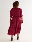Studio Curve Hammered Satin Wrap Tiered Dress, Ruby product photo View 02 S
