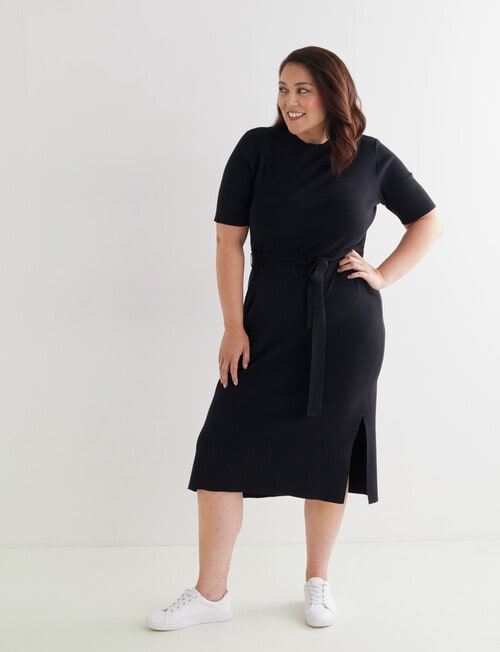 Studio Curve Fully Fashioned Knit Dress, Black product photo View 03 L
