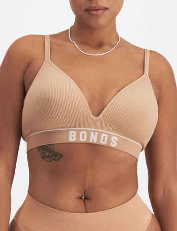 Bonds Retro Rib Wire Free Tee, Beige, 6-22 product photo