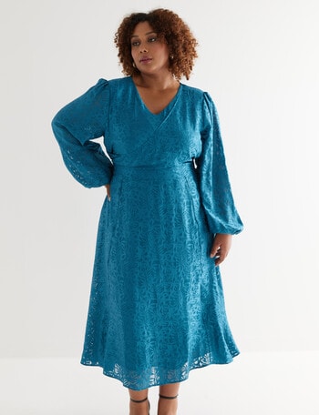 Studio Curve Jacquard Wrap Dress, Blue product photo
