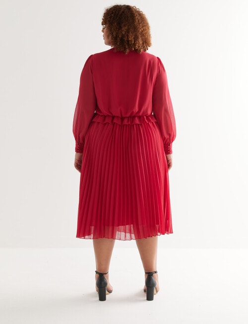 Studio Curve Pleated Dress, Red product photo View 02 L