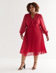 Studio Curve Pleated Dress, Red product photo View 03 S