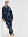 Chisel Stripe Flannel Long PJ Set, Navy & Blue product photo