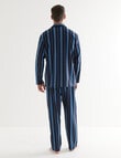 Chisel Stripe Flannel Long PJ Set, Navy & Blue product photo View 02 S