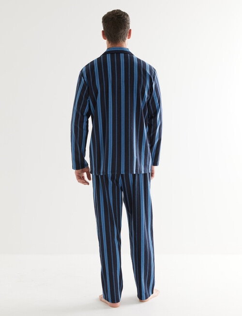 Chisel Stripe Flannel Long PJ Set, Navy & Blue product photo View 02 L