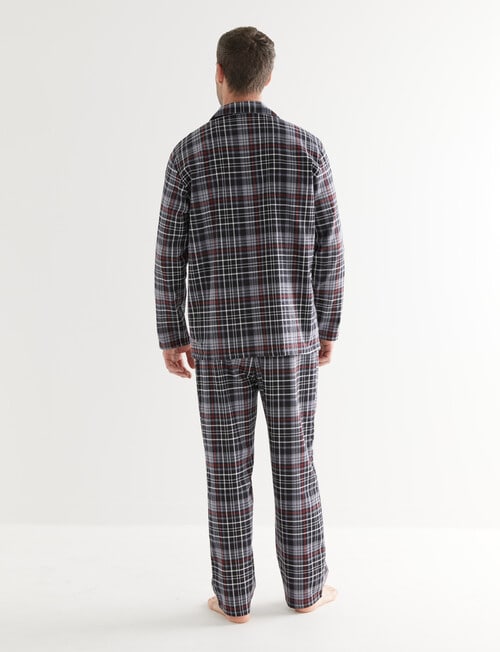 Chisel Check Flannel Long PJ Set, Black, Grey & Red product photo View 02 L