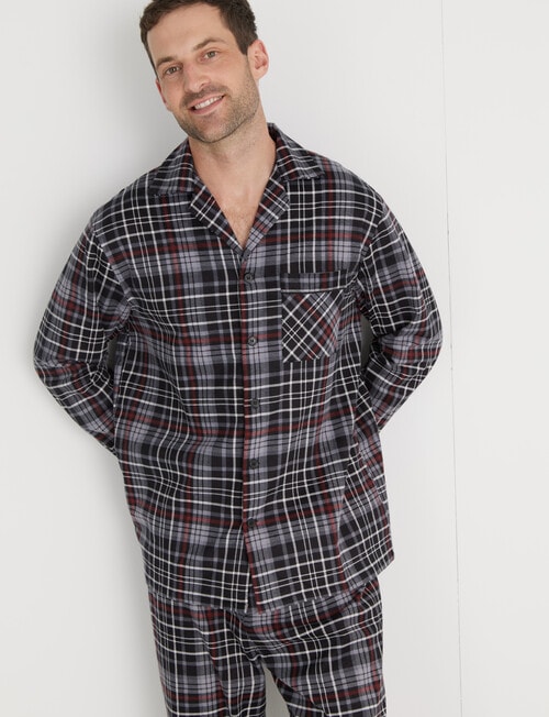 Chisel Check Flannel Long PJ Set, Black, Grey & Red product photo View 03 L