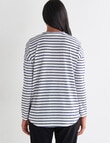 Zest Supersoft Brushed Crew Tee, Ivory & Navy Stripe product photo View 02 S