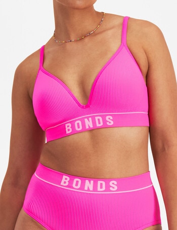 Bonds Retro Rib Wirefree Bra, Pink, 6-22 product photo