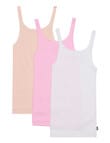 Bonds Teena Singlet, 3-Pack, Tea Party, White & Pink product photo View 02 S