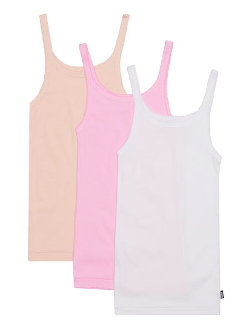 Bonds Teena Singlet, 3-Pack, Tea Party, White & Pink product photo View 02 L