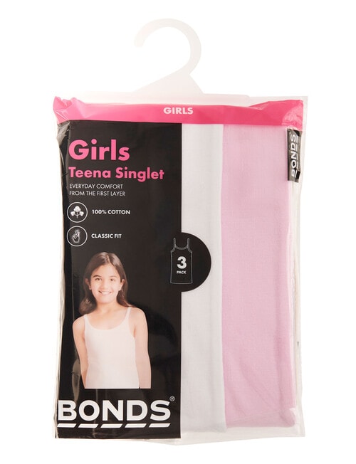 Bonds Teena Singlet, 3-Pack, Tea Party, White & Pink product photo View 03 L