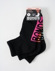 Bonds Logo Quarter Crew Sock, 3-Pack, Black, 3-11 product photo View 02 S