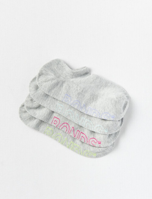 Bonds Logo Lite No Show Socks, 4 Pack, Grey, 3-11 product photo View 02 L