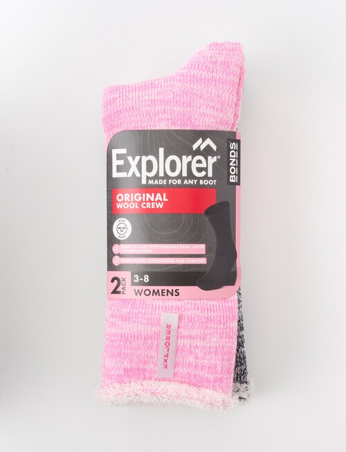 Bonds Wool Blend Crew Socks, 2- Pack Lolly & Black, 3-11 product photo View 02 L