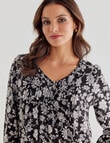 Whistle Floral V-Neck Blouse, Black & White product photo View 04 S