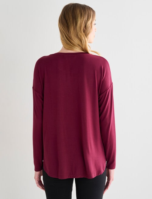 Bodycode Long Sleeve Boxy Tee, Wine product photo View 02 L