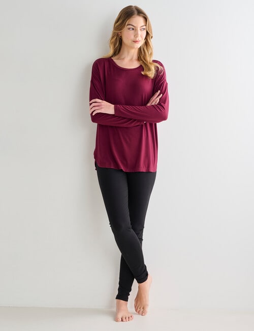Bodycode Long Sleeve Boxy Tee, Wine product photo View 03 L
