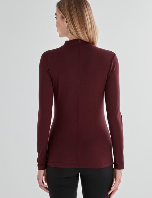 Bodycode Long Sleeve Mock Neck Tee, Wine product photo View 02 L