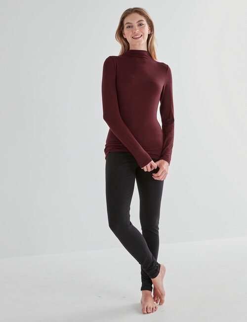 Bodycode Long Sleeve Mock Neck Tee, Wine product photo View 03 L