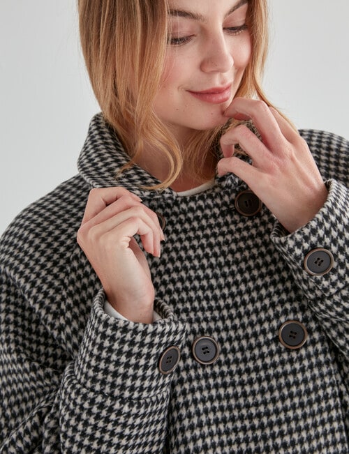 Zest Double Breasted Raglan Sleeve Coat, Houndstooth product photo View 04 L