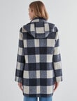 Zest Hooded Zip Up Check Coat, Navy product photo View 02 S