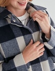 Zest Hooded Zip Up Check Coat, Navy product photo View 04 S