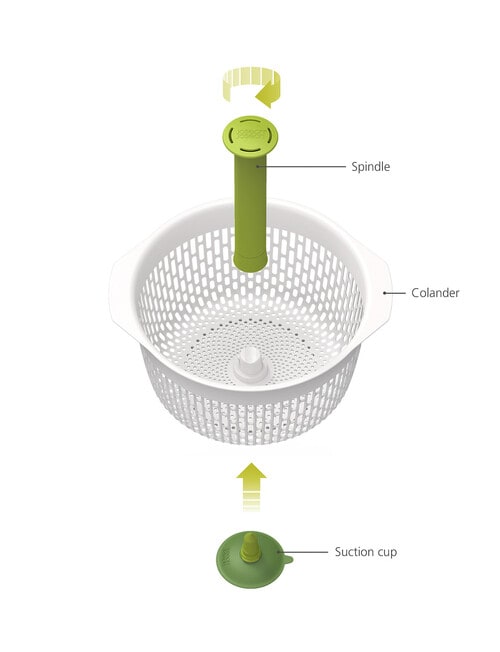 Joseph Joseph Spindola In-Sink Salad Spinner Colander, White product photo View 03 L