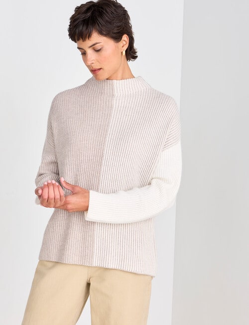 Jigsaw Block Stripe Sweater, Stone Stripe product photo
