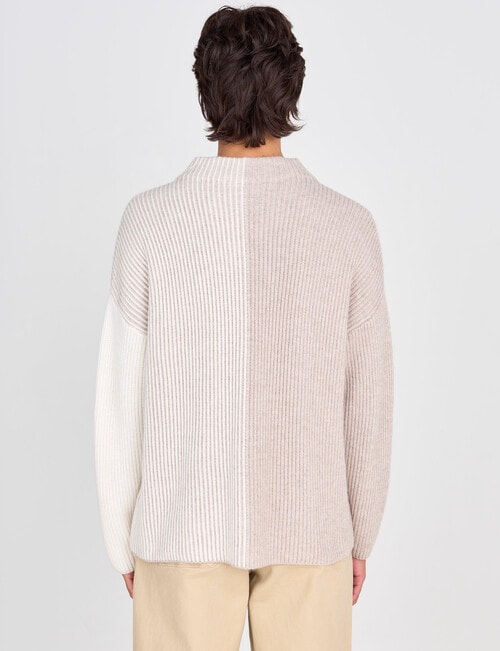 Jigsaw Block Stripe Sweater, Stone Stripe product photo View 02 L