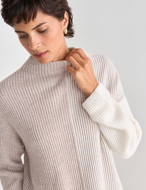 Jigsaw Block Stripe Sweater, Stone Stripe product photo View 04 L