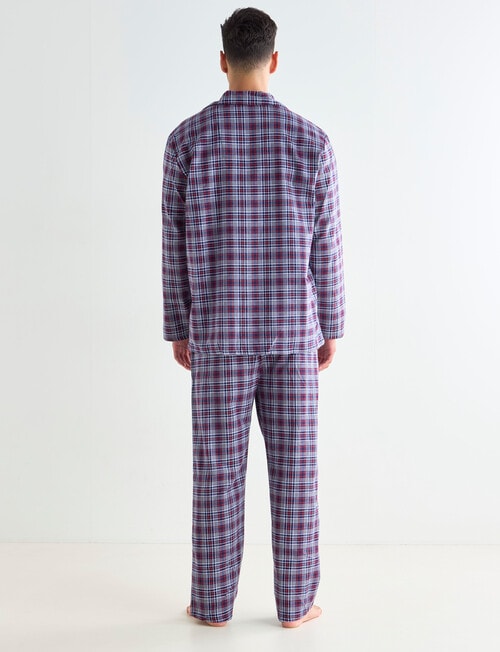 Chisel Check Flannel Long PJ Set, Navy, Red & White product photo View 02 L