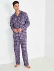 Chisel Check Flannel Long PJ Set, Navy, Red & White product photo View 03 S