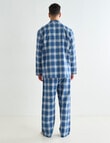 Chisel Check Flannel Long PJ Set, Blue & White product photo View 02 S