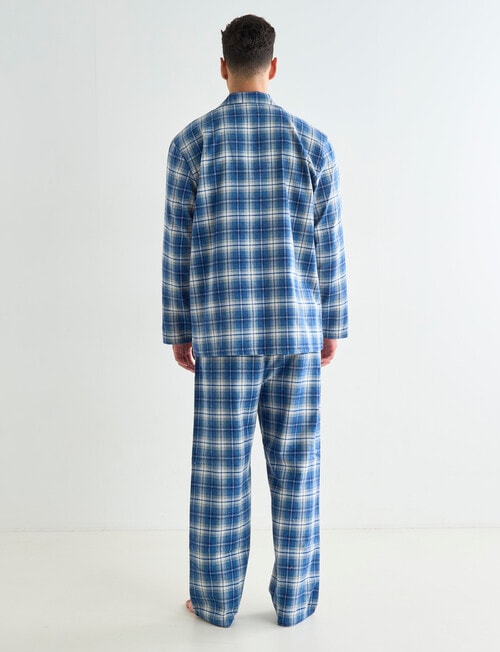 Chisel Check Flannel Long PJ Set, Blue & White product photo View 02 L