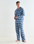 Chisel Check Flannel Long PJ Set, Blue & White product photo View 03 S