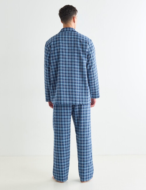 Chisel Check Flannel Long PJ Set, Navy & Blue product photo View 02 L
